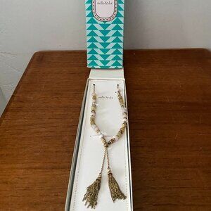 NEW Stella & Dot Beaded Gold Statement Tassel Anda Intention COURAGE Necklace